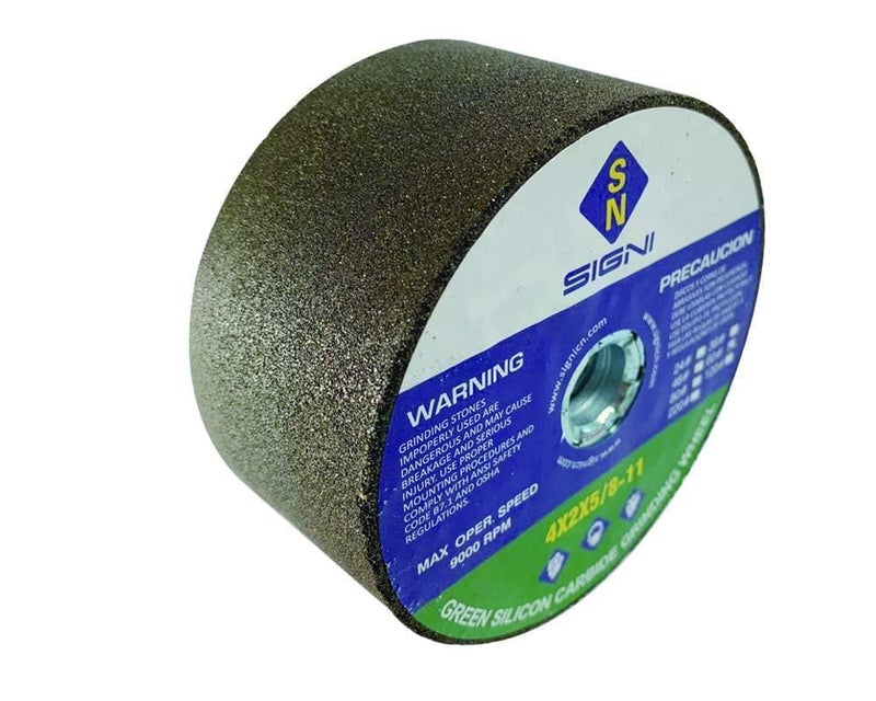 SIGNI 4 Inch Green Grinding Stone with 5/8-11 Thread (1 Pack, 4X2X5/8-11,60 Grit) - Image 1